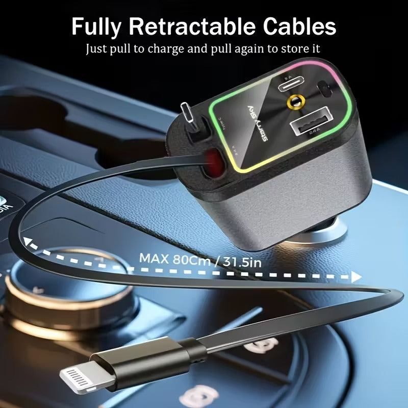 Chargeur de voiture avec câble rétractable!